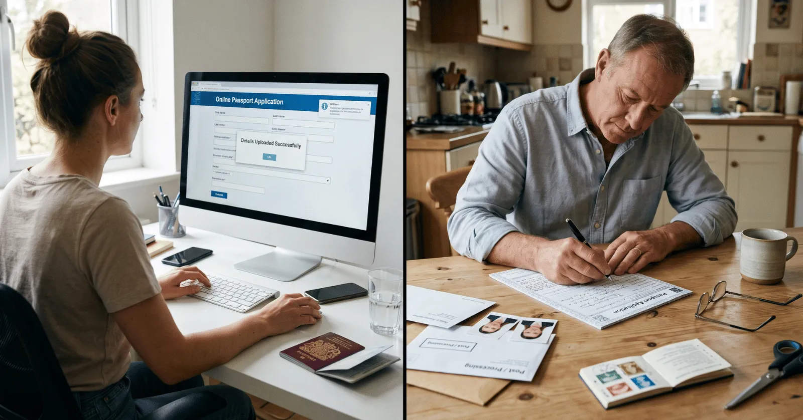 Comparison of online and paper methods for UK passport renewal