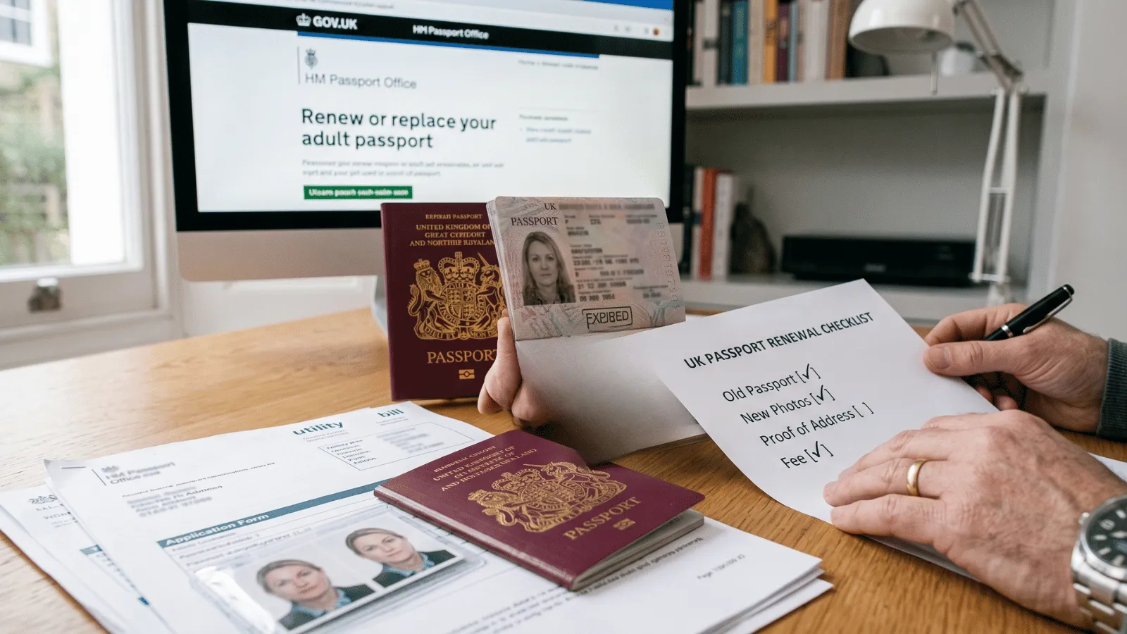 Organizing documents for renewing an expired UK passport