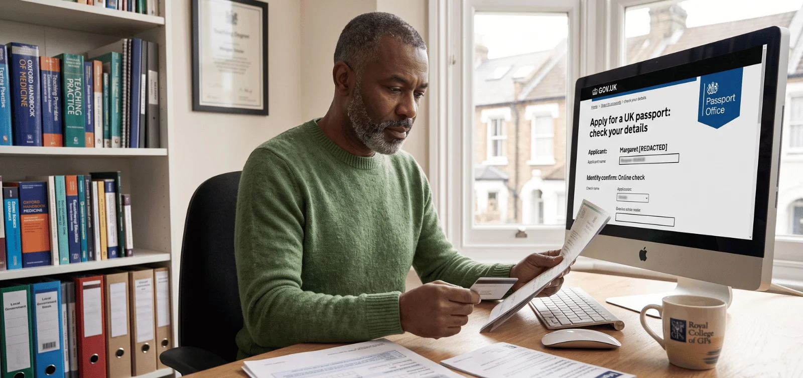 Professional confirming identity for UK passport application online